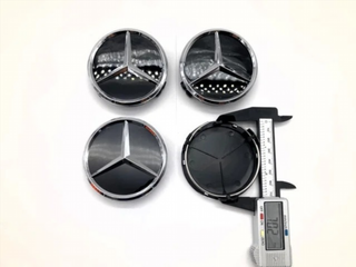 CENTROS DE RUEDA MERCEDES 75MM NEGRO BRILLO 1662