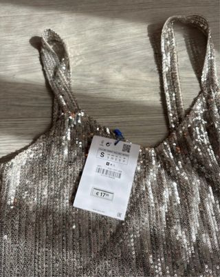 Top tirantes lentejuelas Zara plateado