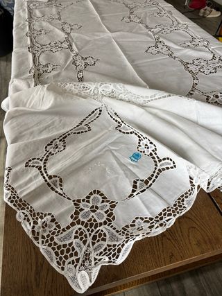 Toalha de mesa puro linho bordado Richelieu