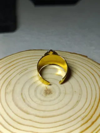 Anillo Ajustable Acero Dorado Piedra Ágata