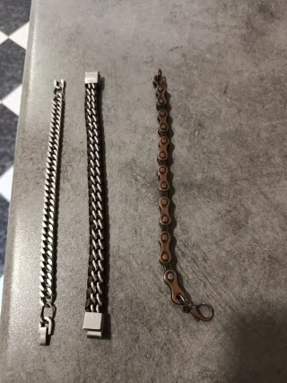 3 Pulseras (Plata, Marrón) 1,Lotus 1,acero 1,cobre