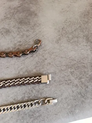 3 Pulseras (Plata, Marrón) 1,Lotus 1,acero 1,cobre