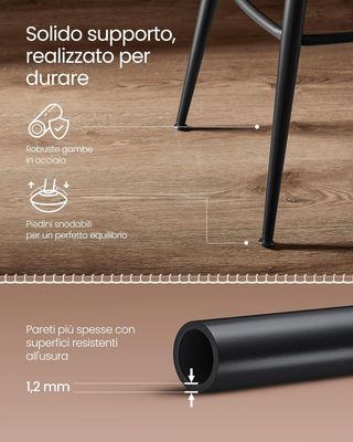 EKHO Colección - Juego de 2 Taburetes de Cocina, Taburetes de Bar Giratorios con Respaldo, Sillas de Cocina, Tapizado con Costura, Moderno de Mediados de Siglo, Altura 65 Cm, Marrón Caramelo LBC089K01