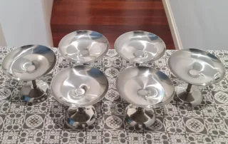 6 Copas de helado plateadas