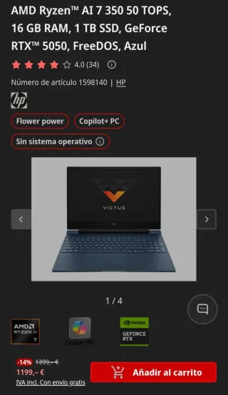 HP Victus 15 RTX 5050 8GB Azul