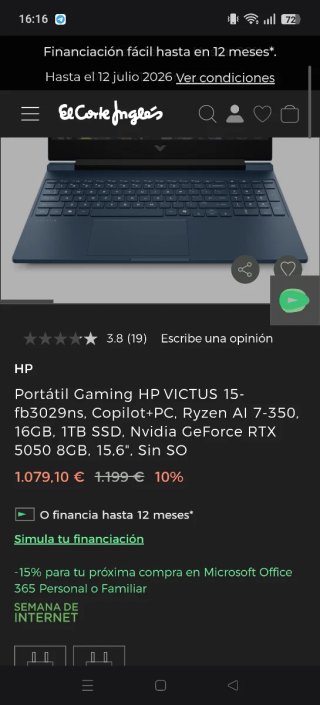 HP Victus 15 RTX 5050 8GB Azul