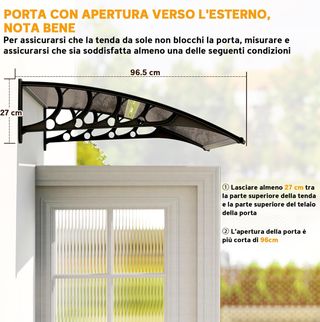 Toldo Exterior 103X96.5Cm, Toldo de Policarbonato y Aluminio para Balcón, Ventanas y Puertas, Marrón