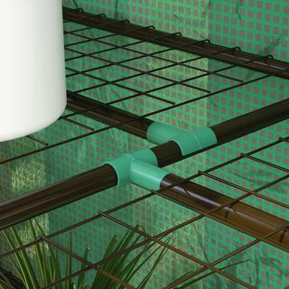 Invernadero de Jardín con Cubierta de PE y 6 Estantes de Malla, Invernadero Adosado para Balcón con 2 Puertas Enrollables, 143X46X151Cm, Verde