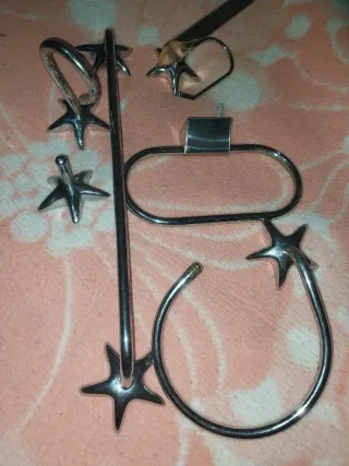 Juego de baño estrellas plateadas