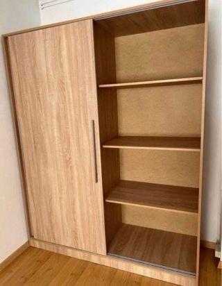 Armario modular blanco con espejo