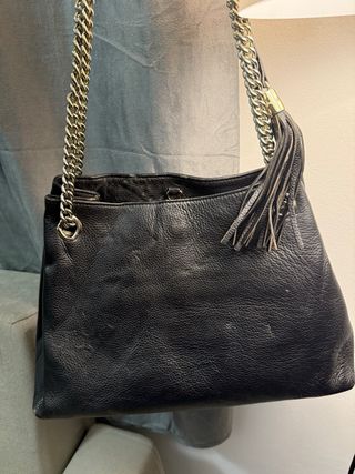 Borsa a tracolla Gucci Soho in pelle nera con cate