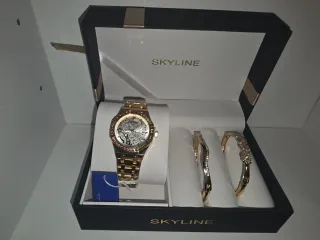 Set Reloj y Brazaletes Skyline Dorado