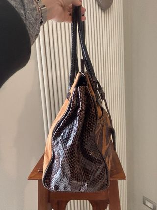 Borsa Tosca Blu Pelle Marrone Multicolore