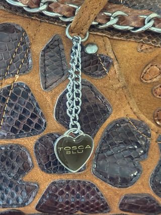 Borsa Tosca Blu Pelle Marrone Multicolore