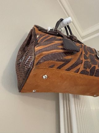 Borsa Tosca Blu Pelle Marrone Multicolore