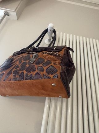 Borsa Tosca Blu Pelle Marrone Multicolore