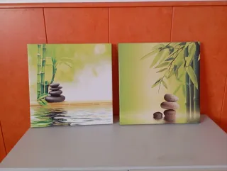 Cuadro Decorativo Bambú y Piedras Zen