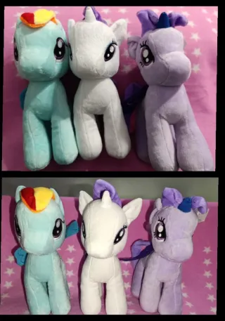 Nuevos.Lote 3 Muñecos blandos, My Little Pony 24cm