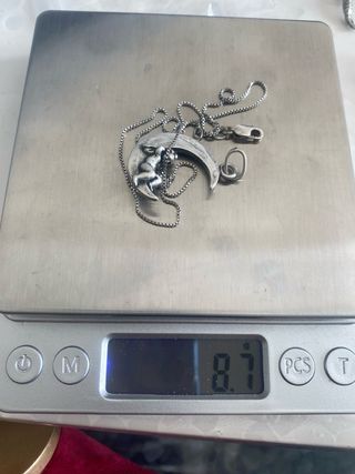 Collana angelo su luna vintage argento