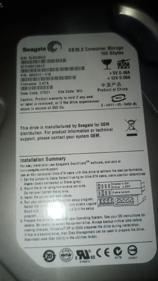 Lote 6 Discos Duros Seagate 160GB IDE Nuevos