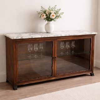 Aparador Madera Maciza Mármol 1,94m