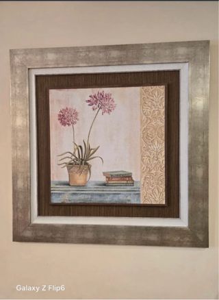 Recibidor madera,espejo y 2 cuadros