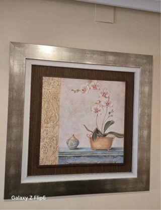 Recibidor madera,espejo y 2 cuadros