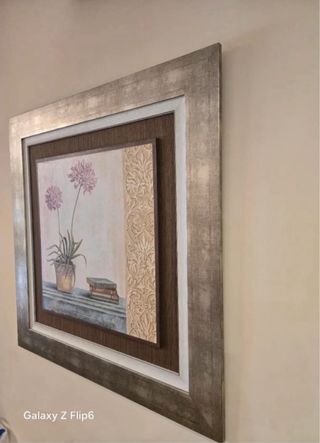 Recibidor madera,espejo y 2 cuadros