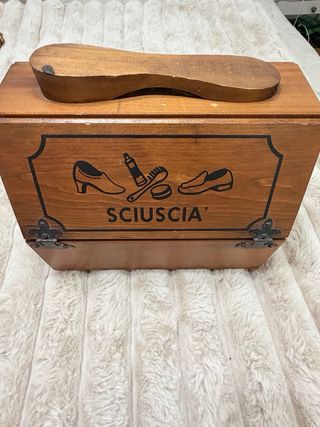 Scatola lustrascarpe vintage Sciuscià legno