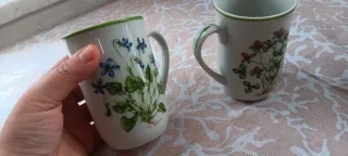 Coppia tazze floreali in porcellana