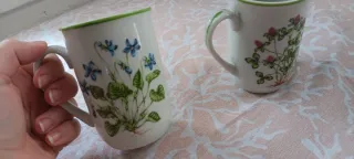 Coppia tazze floreali in porcellana
