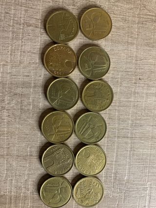 Lote 12 Monedas 5 Pesetas España Antiguas