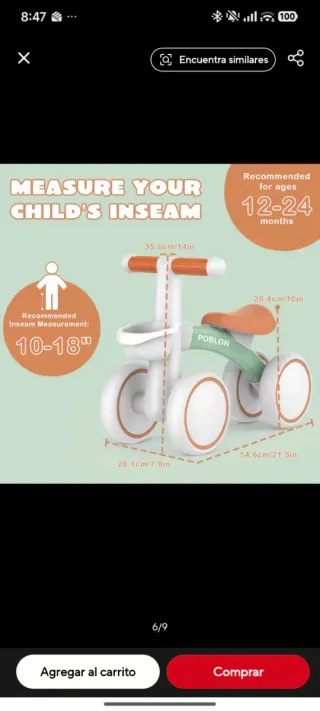 Bicicleta de equilibrio para bebé