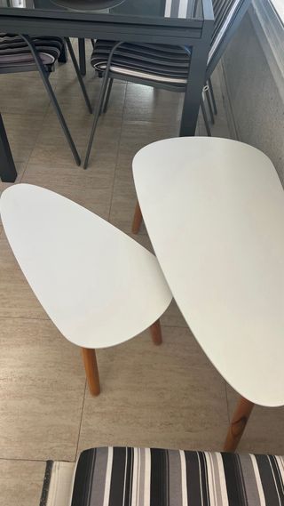 Juego 2 Mesas Centro Madera Blancas