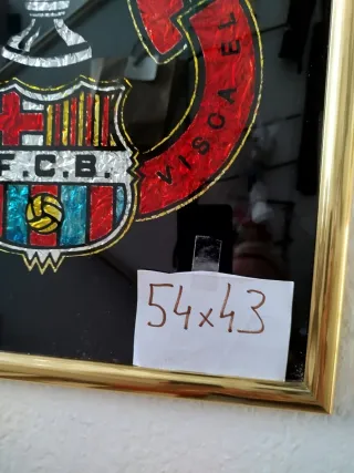 CUADRO  FC BARCELONA DORADO