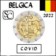 Moneda Belgica 2 euros 2022 Covid.