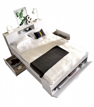 Cama Compacta Lanka con Cabezal. Blanco