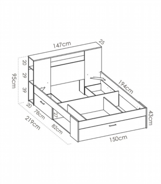 Cama Compacta Lanka con Cabezal. Blanco