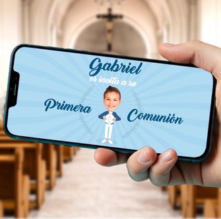 Invitación Comunión niño digital personalizada