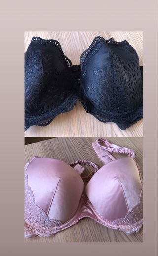 Lote 2 sujetadores negro y rosa encaje