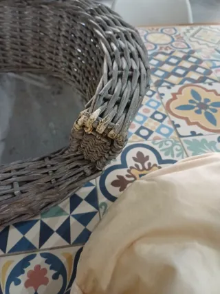 Cesta mimbre perro/gato beige y gris