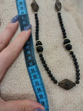 Collana vintage perle nere e oro