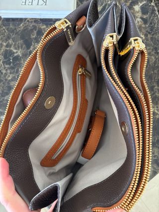 Bolso Piel Italiano Marrón/Caramelo