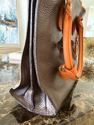 Bolso Piel Italiano Marrón/Caramelo