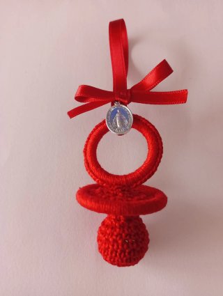 Chupete crochet rojo para carrito bebé