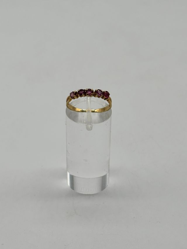 01-0135 ANILLO DE ORO CON PIEDRAS ROSAS