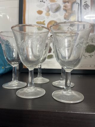 Juego 5 copas Bohemia cristal tallado