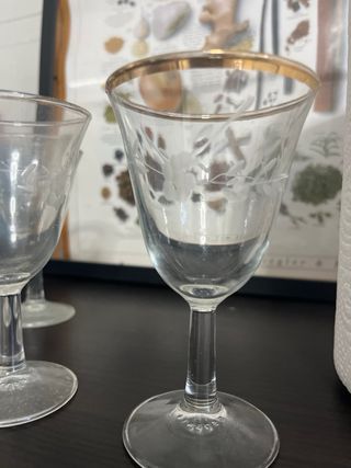 Juego 5 copas Bohemia cristal tallado