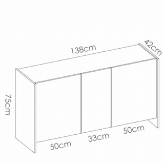 Aparador 3 puertas Kloe. Blanco/Natural