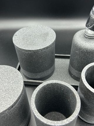 Set Bagno Effetto Marmo Nero – 6 Accessori